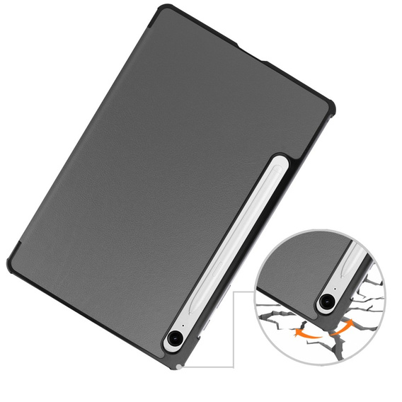 Etui do Samsung Galaxy Tab S10 Lite / S10 FE / S9 FE, Tri-fold, z miejscem na rysik, szare