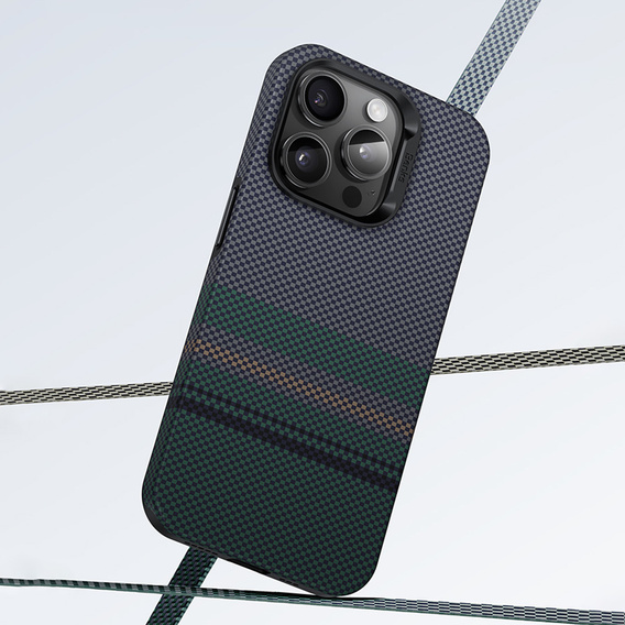 Etui BENKS Kevlar do iPhone 15 Pro, Magnetic Armor Pro Aurora 600D B061, do MagSafe, zielone