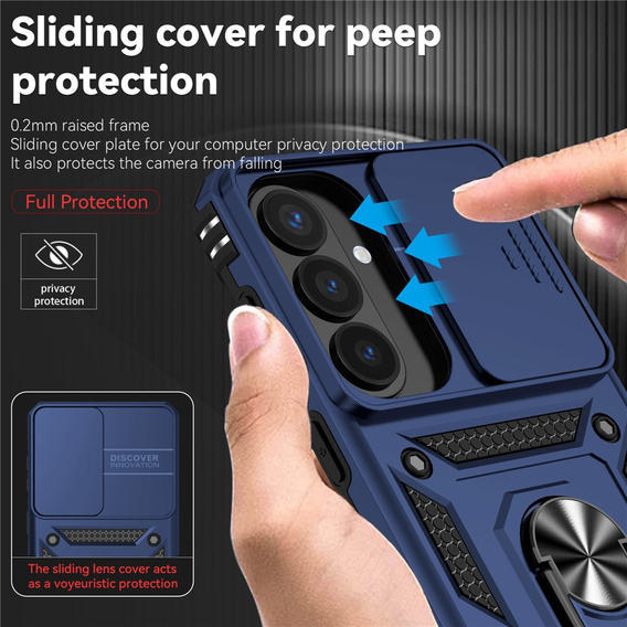 Etui pancerne do Samsung Galaxy S26 Plus, CamShield Slide, niebieskie