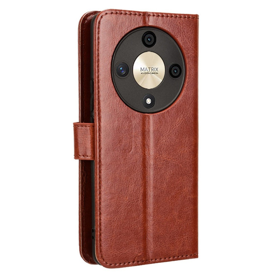Etui z klapką do Honor Magic 6 Lite 5G, Crazy Horse Wallet, brązowe
