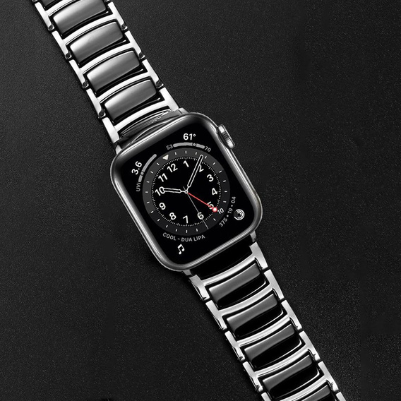 Bransoleta do Apple Watch 1/2/3/4/5/6/7/8/9/10/11/SE Ultra 1/2/3 42/44/45/46/49mm, Czarna / Srebrna