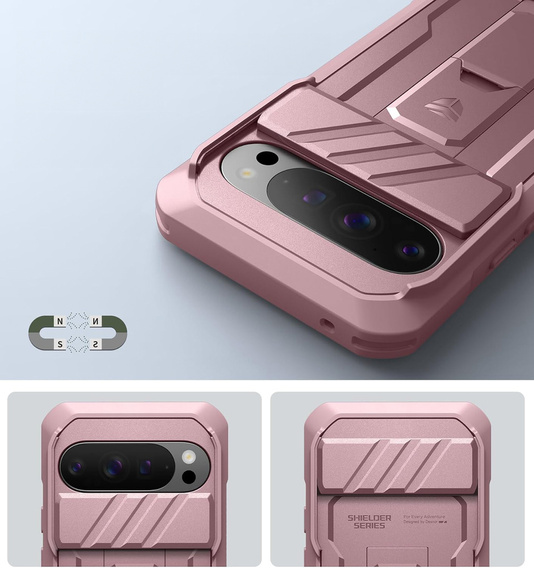 Etui pancerne do Google Pixel 10 / 10 Pro, Dexnor Full Body (Two Frames), różowe
