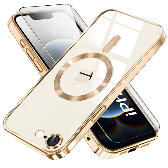 Etui do iPhone 16E, Electro MagSafe, złote + Szkło na ekran