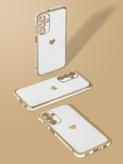 Etui do Samsung Galaxy A15 4G / 5G, Electro heart, białe + Szkło Full Glue Ceramic