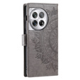 Etui z klapką do OnePlus 12 5G, Mandala, szare