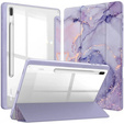 Etui do Samsung Galaxy Tab S10 FE+ Plus, Smartcase Hybrid, z miejscem na rysik, Marble fioletowe
