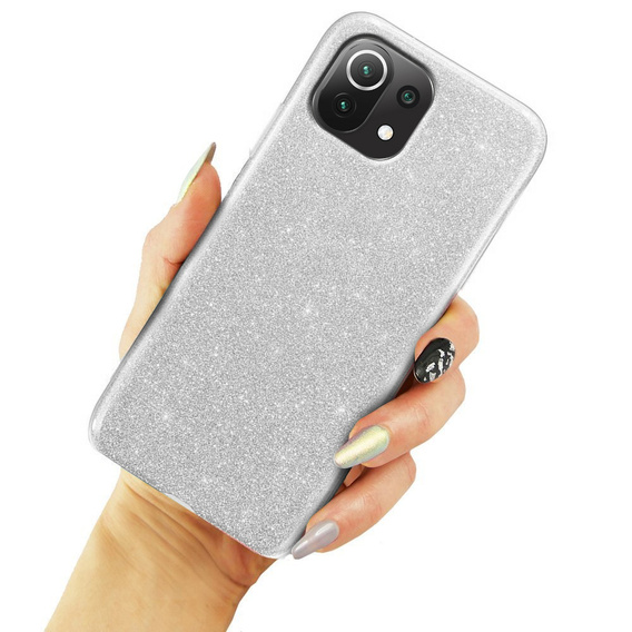 Etui do Xiaomi Mi 11 Lite / Mi 11 Lite 5G / 11 Lite 5G NE, brokat glitter, srebrne