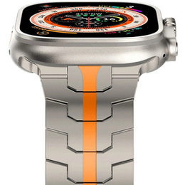 Bransoleta do Apple Watch 1/2/3/4/5/6/7/8/9/10/11/SE Ultra 1/2/3 42/44/45/46/49mm, Tytanowa/Pomarańczowa