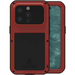 Etui Love Mei do iPhone 15 Pro, pancerne ze szkłem, czerwone