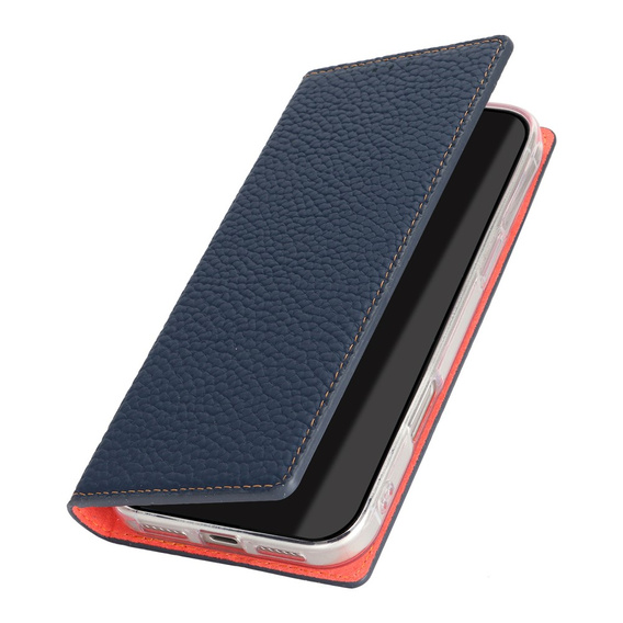 Etui z klapką do iPhone 17 Pro, Litchi Skin Grain, granatowe