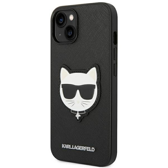 Etui Karl Lagerfeld do iPhone 14 Plus, Saffiano Choupette Head Patch, czarne