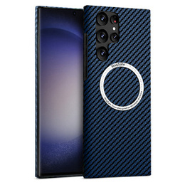 Etui do Samsung Galaxy S23 Ultra, Magsafe Slim Carbon, niebieskie