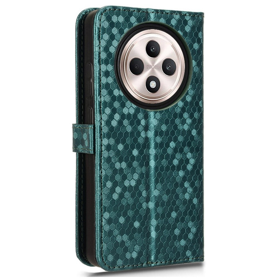 Etui z klapką do Oppo Reno 12FS / 12F, Wallet Rhombus, zielone