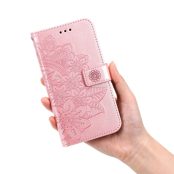 Etui z klapką do Samsung Galaxy A14 4G/5G, Mandala, różowe rose gold