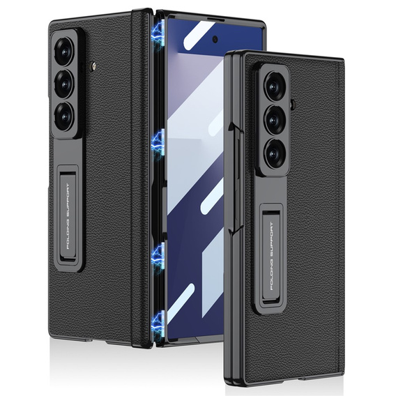 Czarne etui GKK do Samsung Galaxy Z Fold7 5G ze szkłem hartowanym na ekran zewnętrzny