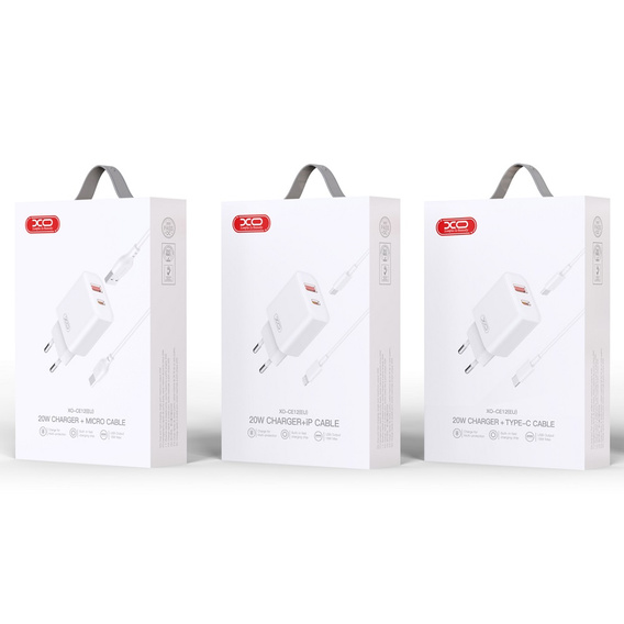 XO CE12 Szybka Ładowarka sieciowa USB-C 20W + kabel USB-C - USB-C