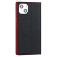 Etui z klapką do iPhone 15, Litchi Skin Grain, czarne