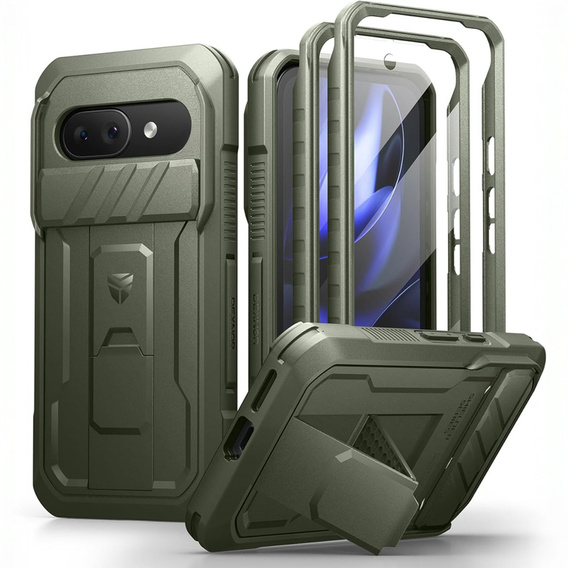 Etui pancerne do Google Pixel 9a, Dexnor Kickstand (Two Frames), zielone