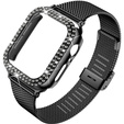 Bransoleta + Etui z Diamentami do Apple Watch 10/11 42mm, Czarna