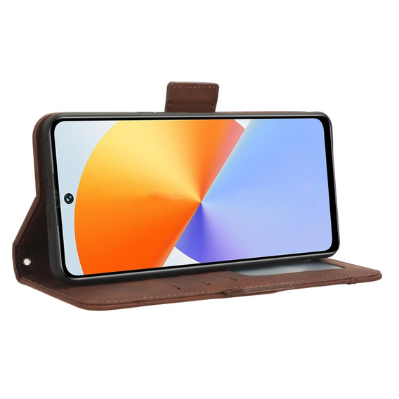 Etui z klapką do Infinix Note 30 VIP, Card Slot, brązowe