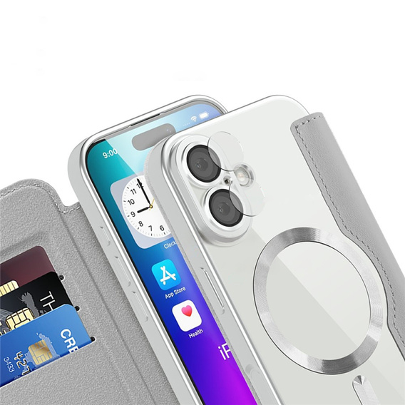 Etui z klapką do iPhone 17, RFID Wallet MagSafe z ochroną aparatu, tytanowe szare