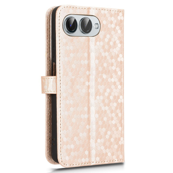 Etui z klapką do T Phone 3 5G, Wallet Rhombus, złote