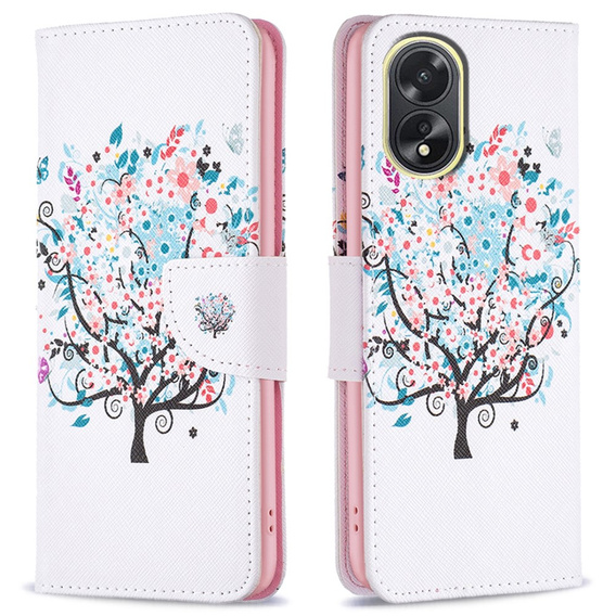 Etui z klapką do Oppo A38 4G / Oppo A18 4G, Wallet, Colorful Tree białe