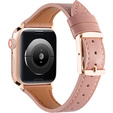 Pasek Skórzany do Apple Watch 1/2/3/4/5/6/7/8/9/10/11/SE 38/40/41/42mm, Ciemnoróżowy