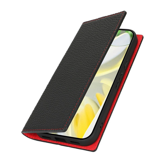 Etui z klapką do Google Pixel 10 Pro XL, Litchi Skin Grain, czarne