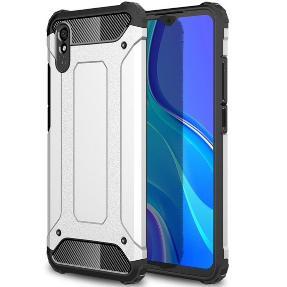 Etui do Xiaomi Redmi 9A, pancerne TECH ARMOR, srebrne