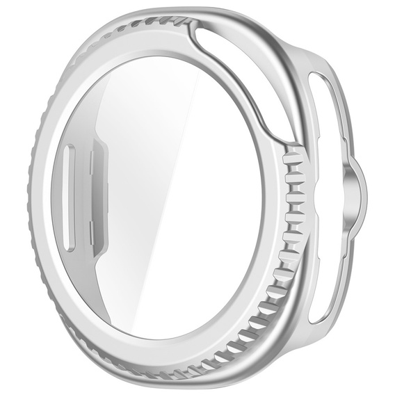 2w1 Etui + Szkło Hartowane do Samsung Galaxy Watch 8 Classic 46mm, Srebrne