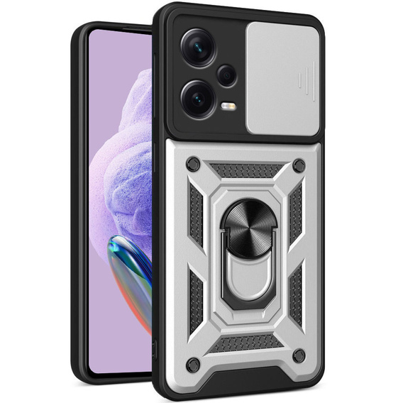 Etui pancerne do Xiaomi Redmi 12, CamShield Slide, srebrne