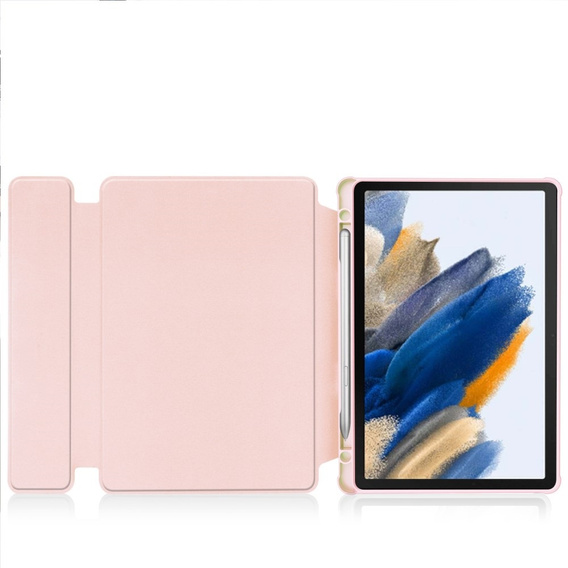 Etui z klawiaturą do Samsung Galaxy Tab A9+, Rotary 360° Leather, różowe rose gold