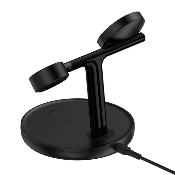 Baseus Swan 3‑w‑1 – magnetyczna ładowarka bezprzewodowa 20 W - czarna