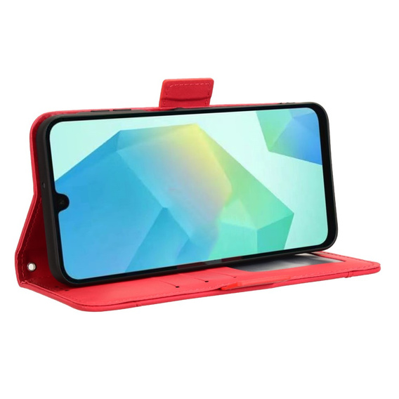 Etui z klapką do Samsung Galaxy A16 / A16 5G, Card Slot, czerwone