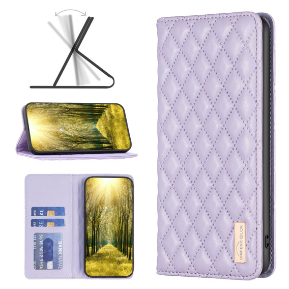 Etui z klapką do Xiaomi Redmi Note 13 Pro+, Wallet, BINFEN COLOR, fioletowe