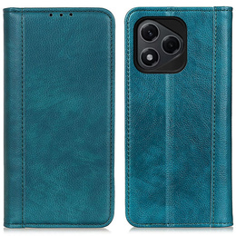 Etui z klapką do Honor 400 Lite – zielone, skórzane, z funkcją podstawki i kieszenią na kartę