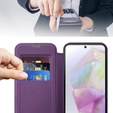 Etui z klapką do Samsung Galaxy A56 5G, RFID Wallet MagSafe z ochroną aparatu, fioletowe