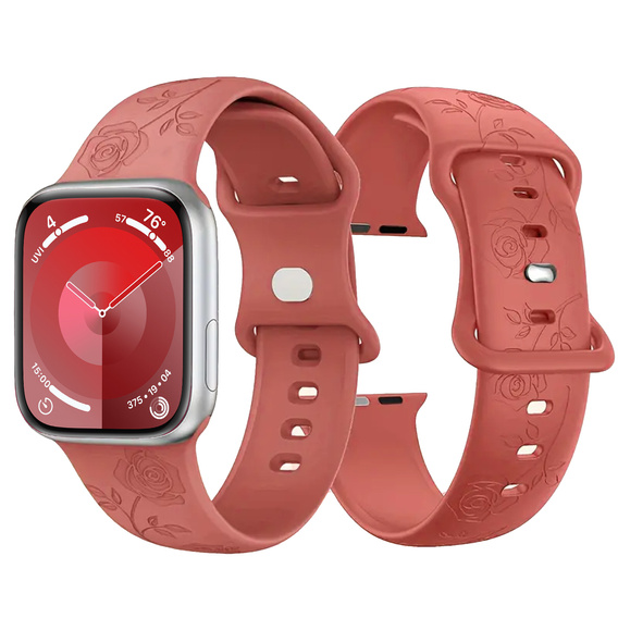 Pasek Silikonowy do Apple Watch 1/2/3/4/5/6/7/8/9/10/11/SE Ultra 1/2/3 42/44/45/46/49mm, Rose, Czerwony
