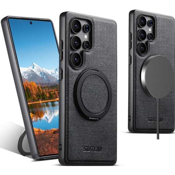 Etui do Samsung Galaxy S25 Ultra, SUTENI G3, magnetyczne z podstawką – czarne
