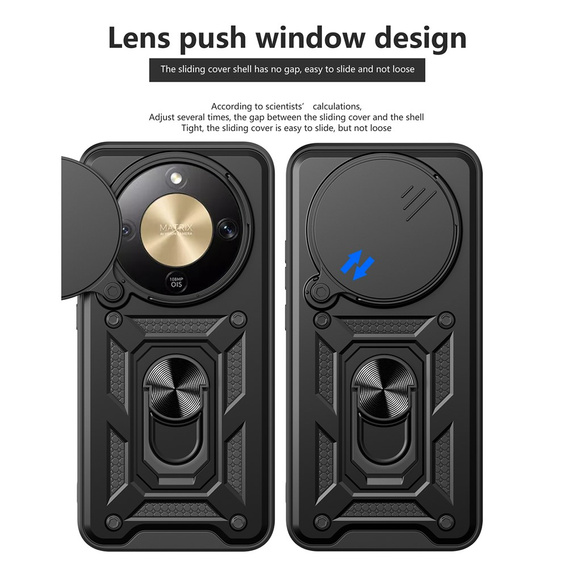 Etui pancerne do Honor Magic 8 Lite, CamShield Slide, czarne
