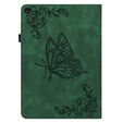 Etui do Lenovo Tab M10 Plus 10.6 Gen 3 TB-125F TB-128F, Wallet Pen Slot, butterflies, zielone