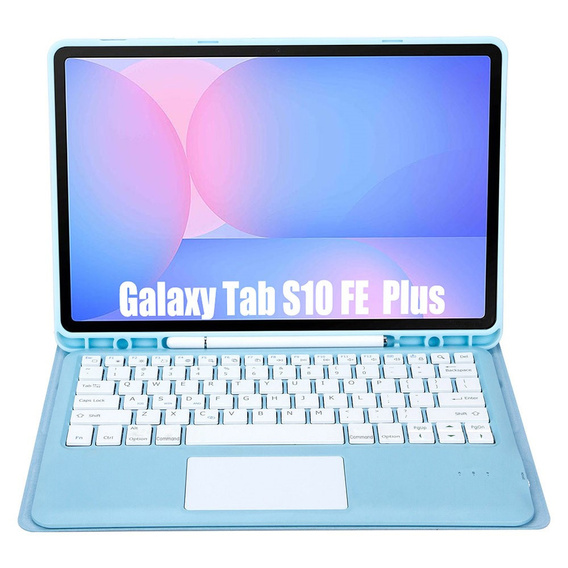 Etui z klawiaturą Bluetooth i touchpadem do Samsung Galaxy Tab S10 FE+ Plus X620/X626B – niebieskie
