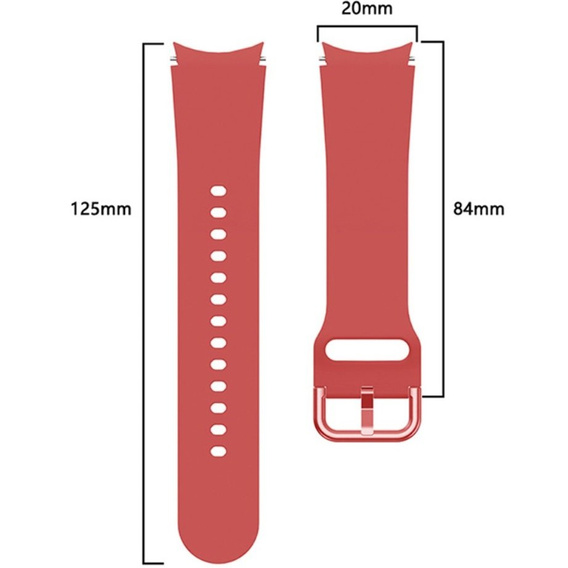 Pasek Silikonowy do Samsung Galaxy Watch 4/5/6/7 40/42/43/44/45/46/47mm, Czerwony