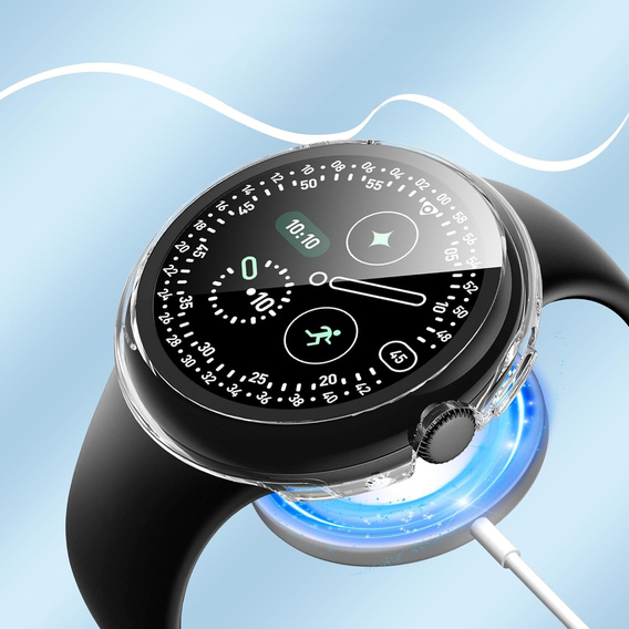 2w1 Etui + Szkło Hartowane do Google Pixel Watch 4 45mm, Przezroczyste