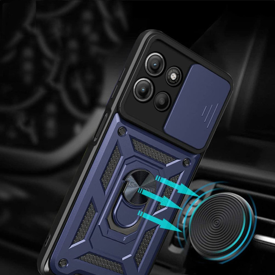Etui pancerne do Motorola Moto G15 / Motorola Moto G15 Power, CamShield Slide, niebieskie