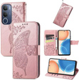 Etui z klapką do Vivo Y19s, Butterfly, różowe rose gold