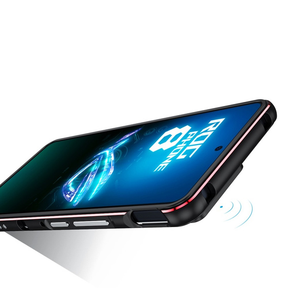 Etui do ASUS ROG Phone 8 Pro, Armor Bumper, z osłoną obiektywu, czarne / czerwone