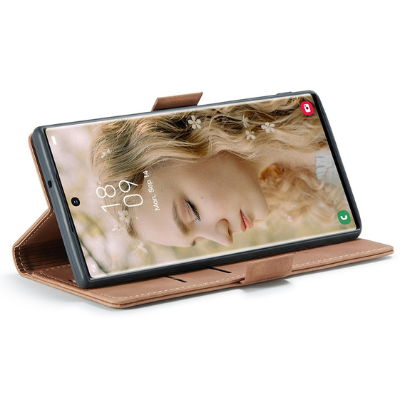 Etui CASEME do Samsung Galaxy S22 Ultra, Leather Wallet Case, brązowe