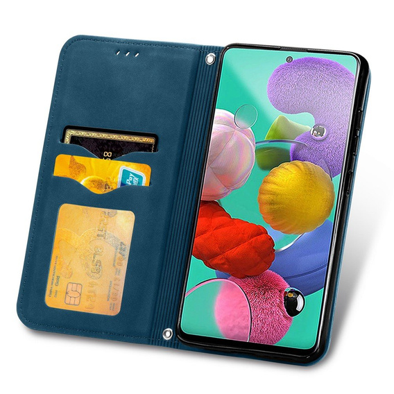 Etui Wallet do Samsung Galaxy A51 5G, Vintage Style Smooth, Blue